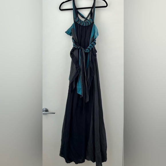 BCBGMAXAZRIA Runway Silk Maxi Gown – Turquoise & Dark Grey – Size XXS - Picture 7 of 11